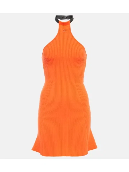 Pleten pletena obleka Courreges povodcem oranžna