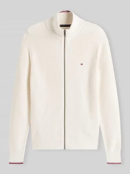 Kurtka z dzianiny o kroju regular fit z czystej bawełny Tommy Hilfiger biała