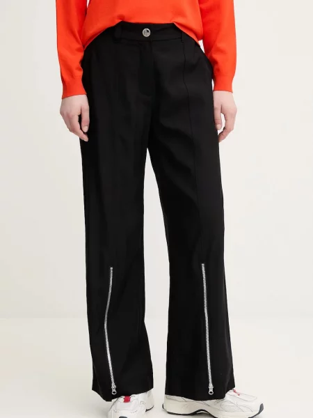 Панталон Sisley със стандартна кройка с висока талия черно