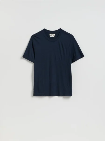 Reserved Tricou slim fit din lână merinos bleumarin