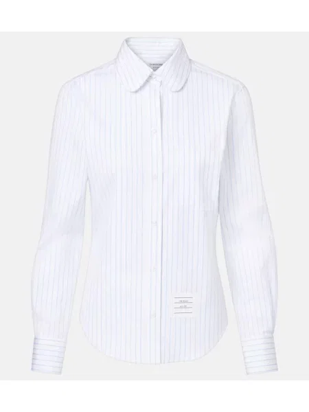 Cămașă Thom Browne cu dungi din poplin albastru