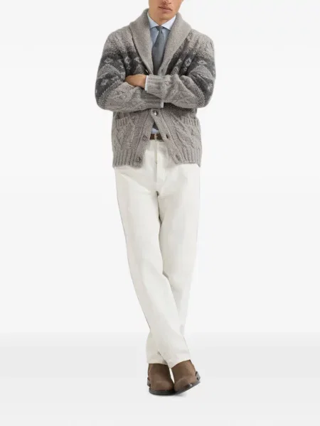 Cardigan Brunello Cucinelli de lână gri
