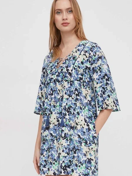 Pepe Jeans rochie mini evazati albastru