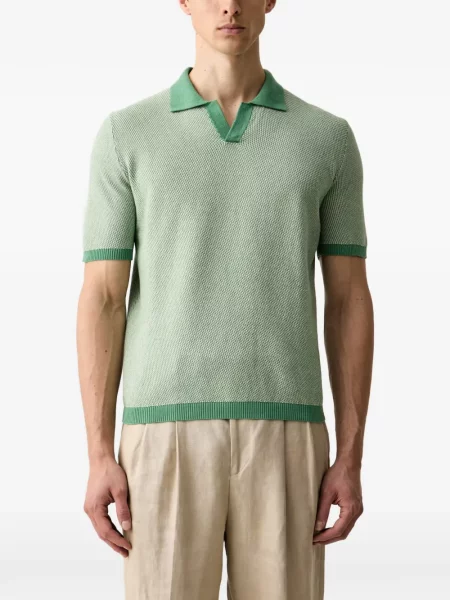 Gulerat scurt tricou polo Benetton tricotate verde