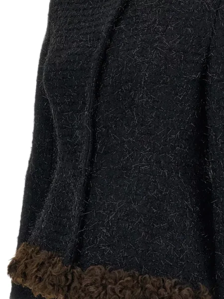 Garnitură de blană geacă Simone Rocha din tweed negru