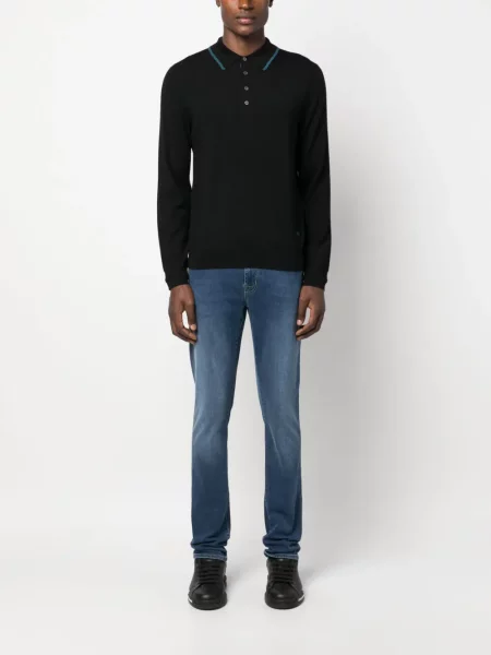 Siuvinėta polo marškinėliai Ps Paul Smith iš merino vilnos juoda