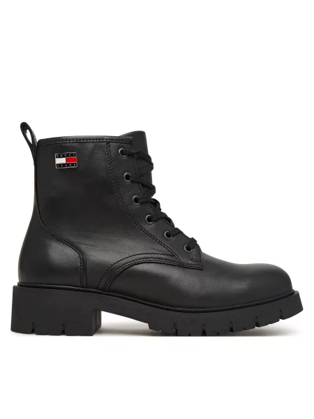 Ορειβατικά παπούτσια Tommy Jeans Tjw Cleated Lace Up Boots μαύρο