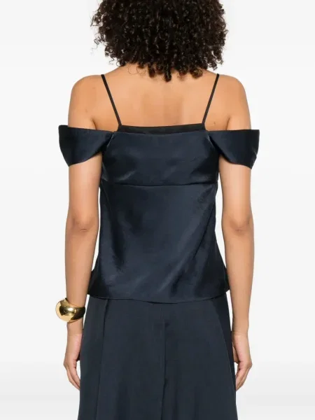 Top Theory din satin albastru