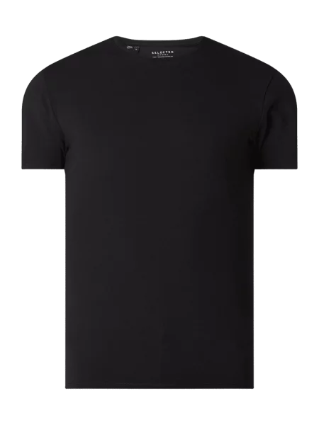 T-shirt o kroju regular fit z mieszanki bawełny Selected Homme czarna