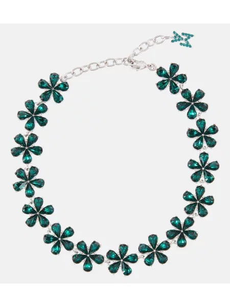 Гривна Amina Muaddi с кристали зелено
