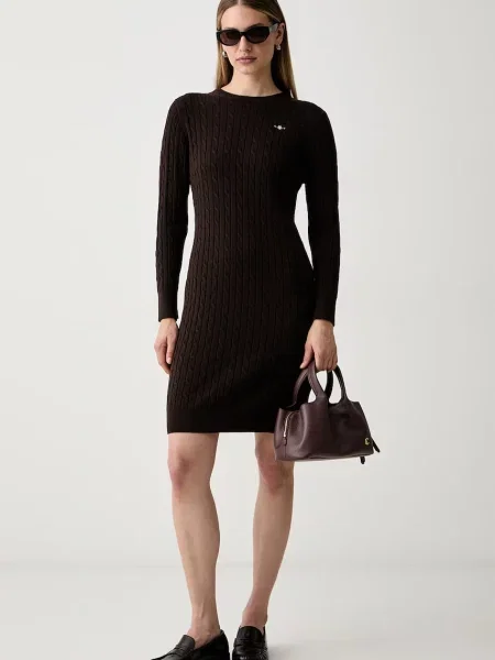 Gant rochie tricotată cu maro