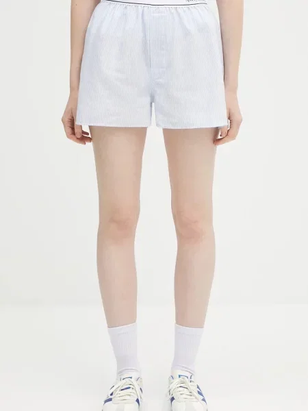 Sporty & Rich pantaloni scurți din Serif Logo Oxford cu imprimeu high waist