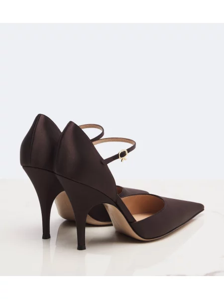 Pantofi cu toc Gianvito Rossi din satin maro