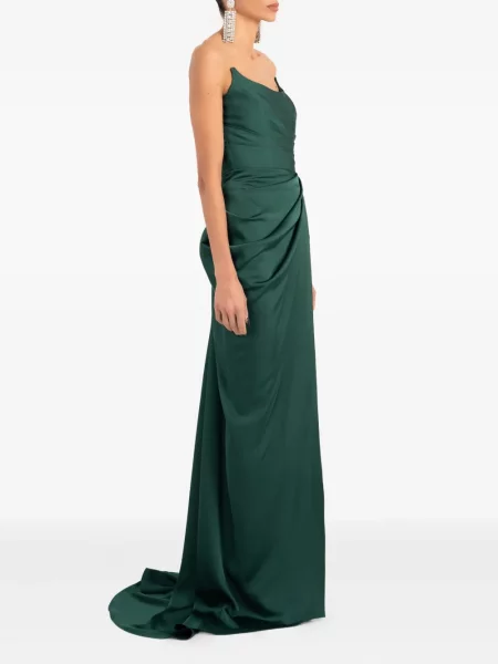 Maksi sukienka maxi Ana Radu bez ramiączek garniturowa zielona