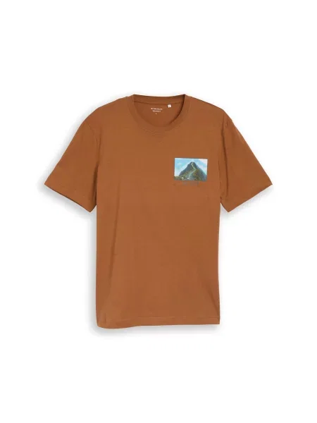 TOM TAILOR Tricou bleumarin / azuriu / maro caramel verde