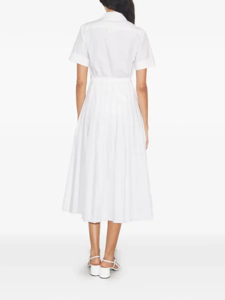 Rochie tip cămașă Tory Burch plisată din poplin alb