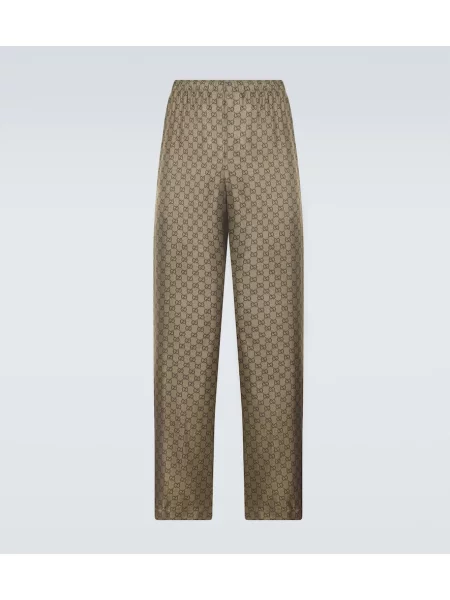 Pantaloni Gucci de mătase bej