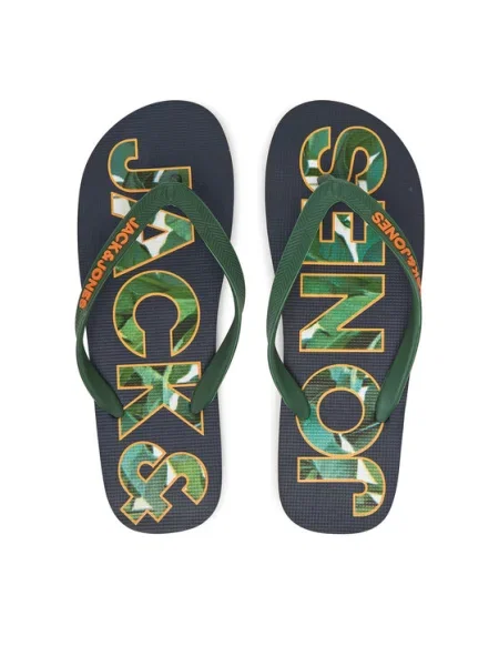 Jack&Jones Джапанки Jfwlogo Palm Print Flip Flop Ln тъмносин