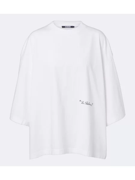 Tricou Jacquemus cu imagine din jerseu alb