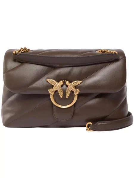 Geanta crossbody Pinko din piele clasică maro