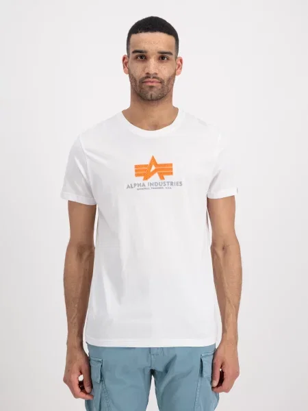 Тениска Alpha Industries Basic Rubber с апликация бяло