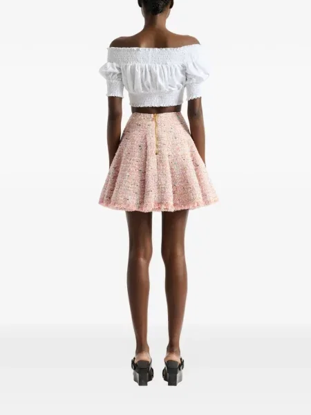 Φούστα Balmain tweed καμπάνα ροζ