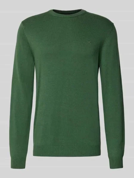 Sweter z dzianiny o kroju regular fit z mieszanki bawełny i wełny Christian Berg Men oliwkowy