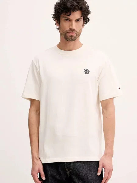 Tommy Hilfiger t-shirt z aplikacją beżowy