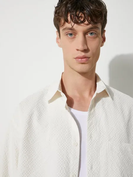 MKI MIYUKI ZOKU ing Seersucker Dress Shirt bézs