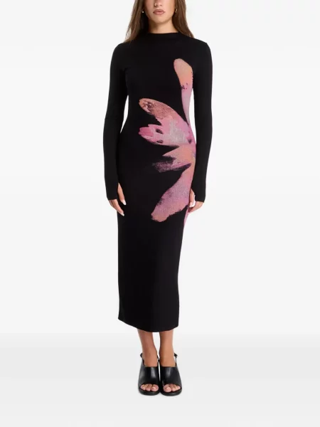 Rochie midi Desigual cu model floral cu imagine negru
