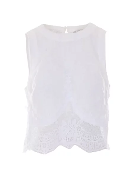 Top Twinset cu model floral din dantelă alb