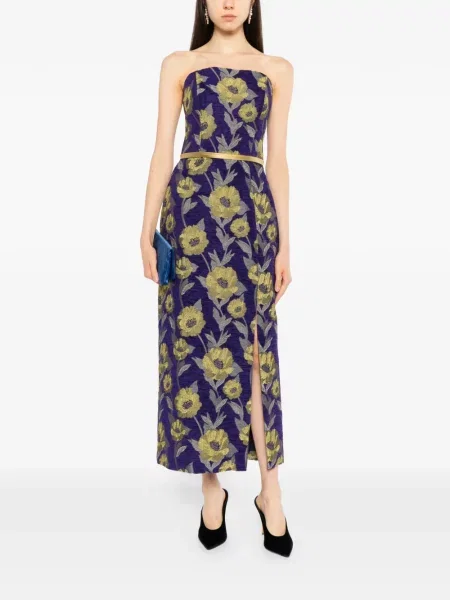 Rochie Amsale cu model floral violet