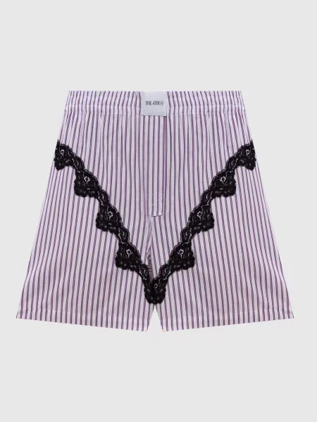 Шорти в смужку з мереживом The Attico білі