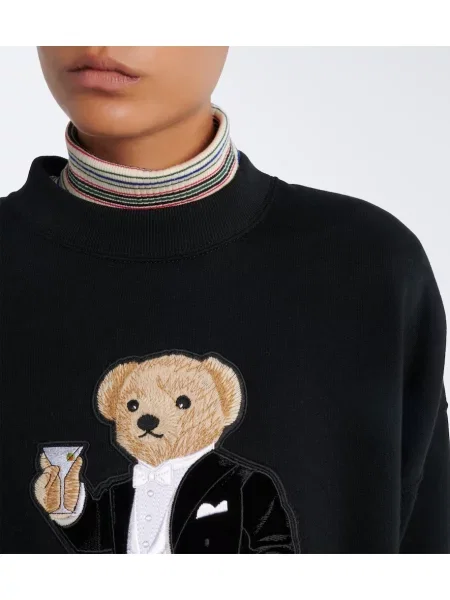 Fleece polo Polo Ralph Lauren μαύρο
