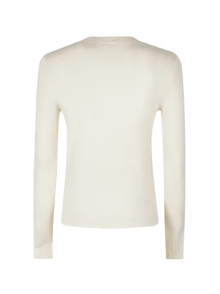 Lung tricou Low Classic de lână clasic alb