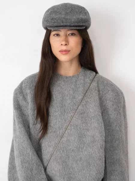 RUSLAN BAGINSKIY beretă cu cozoroc pentru femei cu lână Wool-blend Ivy Cap gri