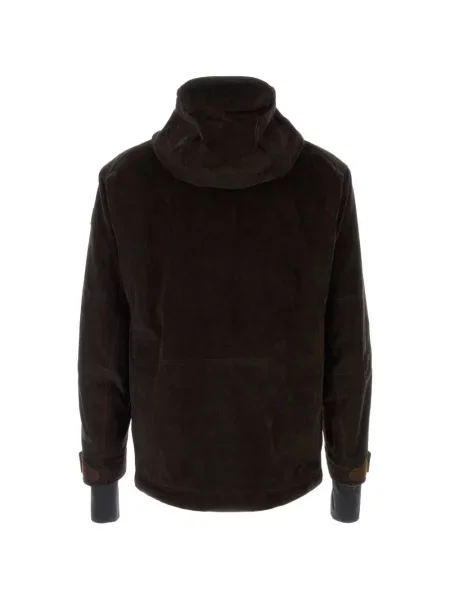 Geacă cu puf Moncler Grenoble de catifea cord maro