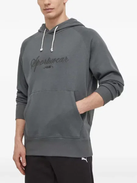 Hanorac cu glugă Puma cu broderie cu cordon gri
