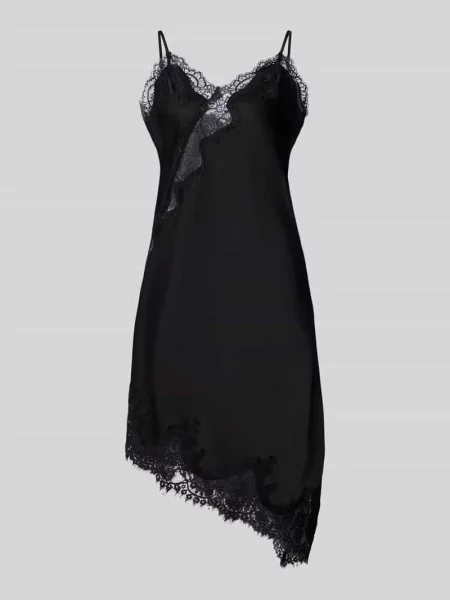 Sukienka z satyny z koronką model ‘Sorelle’ Neo Noir czarna