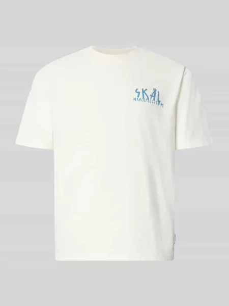 T-shirt o kroju relaxed fit z czystej bawełny Marc O'polo Denim biała