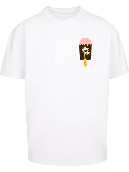 Merchcode Tričko Summer Icecream čokoládová / žlutá / pink bílá