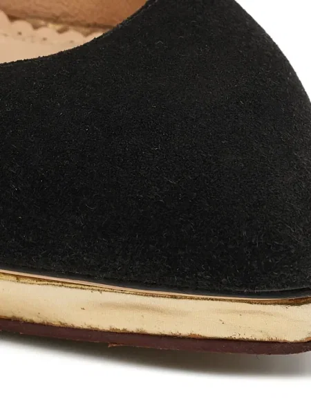 Pantofi cu toc Charlotte Olympia din piele de căprioară cu platformă negru