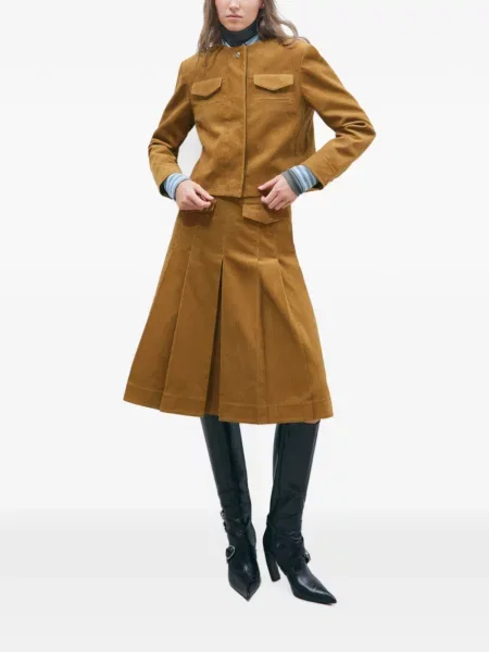 Geacă Tory Burch de catifea cord maro