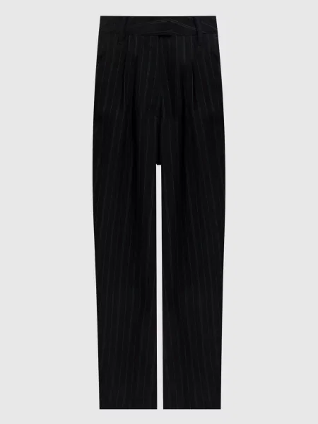 Шерстяные брюки Off-white в полоску черные