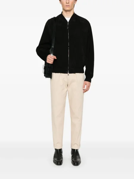Geacă bomber Dolce & Gabbana din piele de căprioară negru
