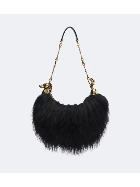 Colier Chloé din piele de oaie negru