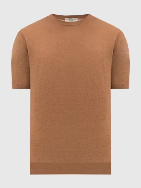 Футболка із шовку та льону Cashmere&whiskey коричнева