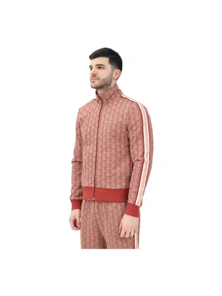 Lacoste bluza brązowy wzorzysta czerwona