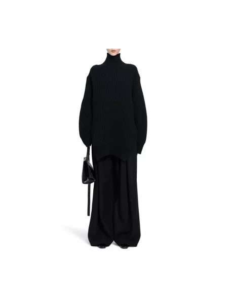 Sweter z golfem Jil Sander wełniany do golfa czarny