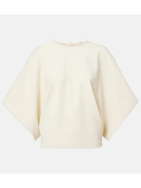 Top Fforme wełniany drapowany biały